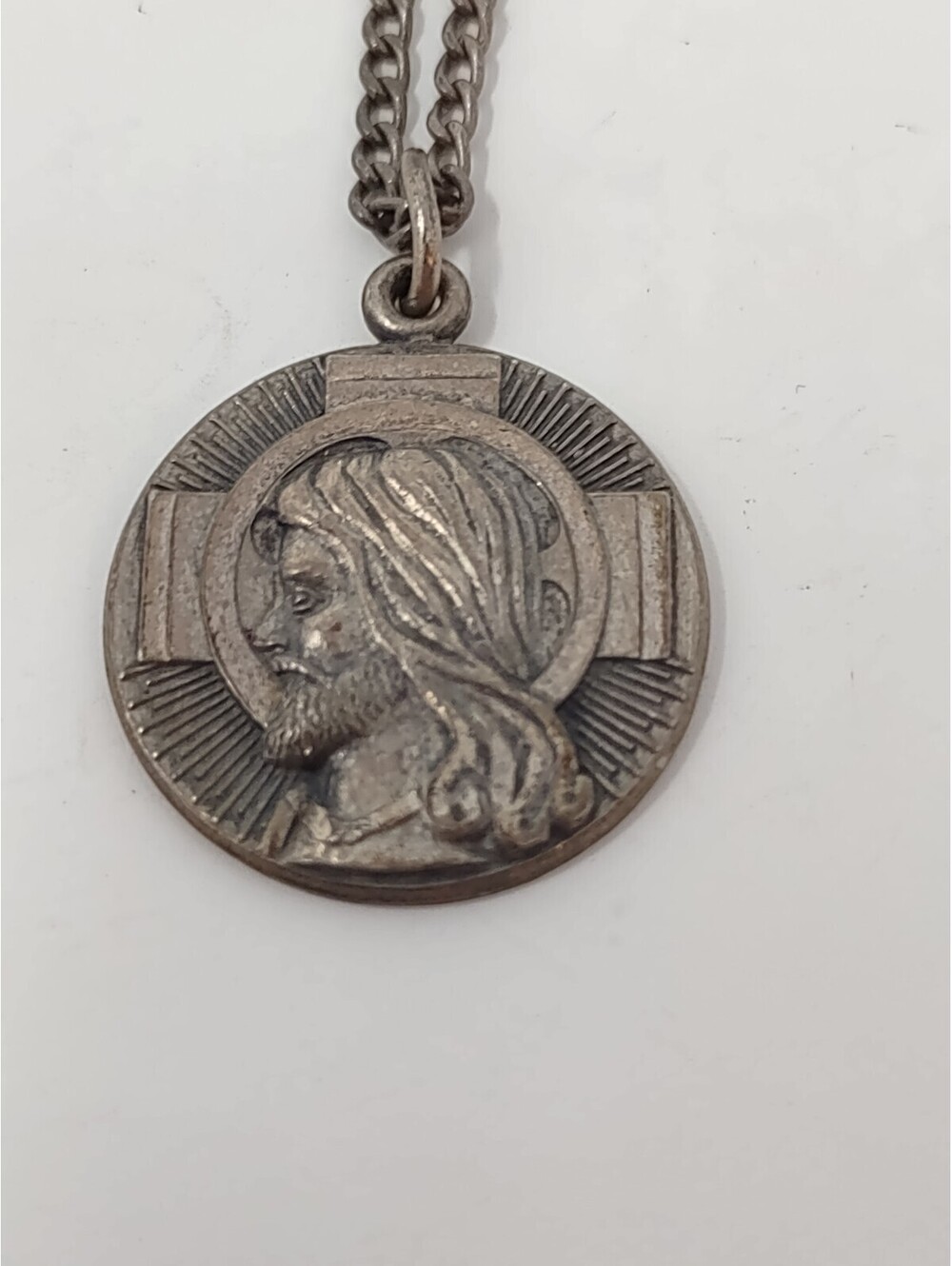 Vintage Hayward Sterling Episcopal Jesus Medal Necklace 925
